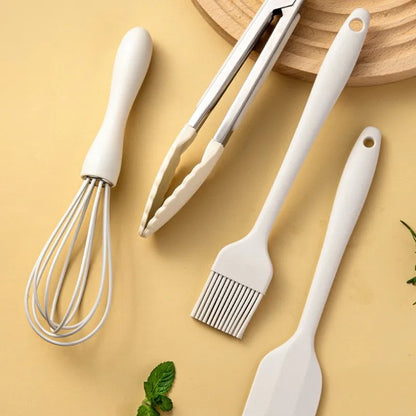 Silicone Kitchen Utensils Food Grade Non-stick Cooking Baking Spatula Silicone Oil Brush Egg Whisk Food Clip Kitchen Accessor