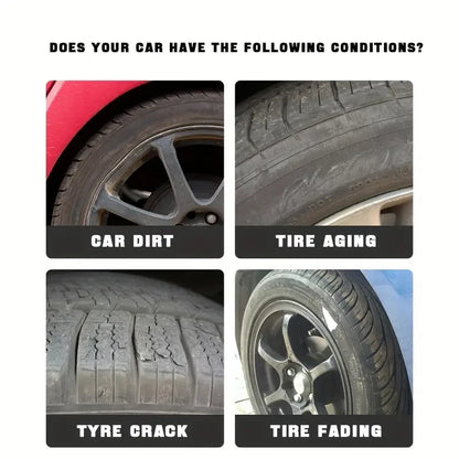 Tire polishing wax, shiny black, restores tire gloss and enhances tire appearance, preventing oxidative cracking and aging