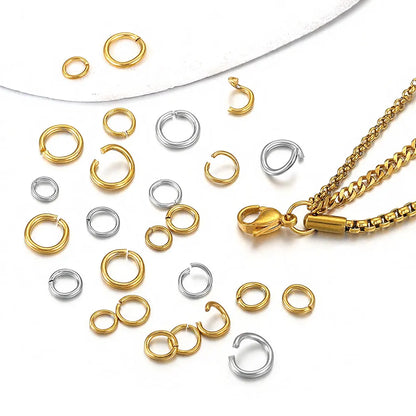 100-200pcs/lot 3/4/5/6/7/8/10mm Stainless Steel Gold Plated Jump Ring Connector for Diy Jewelry Making Accessories Wholesale