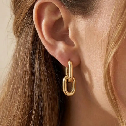 Minimalist Stainless Steel Fashion Gold Color U Shape Trendy Geometric Square Hoop Designer Earrings for Women Party Jewelry