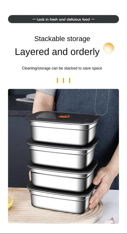 High Quality Stainless Steel Camping Lunch Box Sealed Refrigerator Freezer Storage Box Leak-proof Microwave Suitable Bento Box