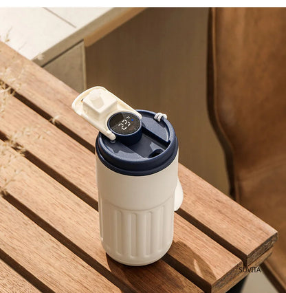450ML Thermos Water Bottle Smart Display Temperature Stainless Steel Vacuum Coffee Cup Keep Cold and Heat Travel Thermal Mug