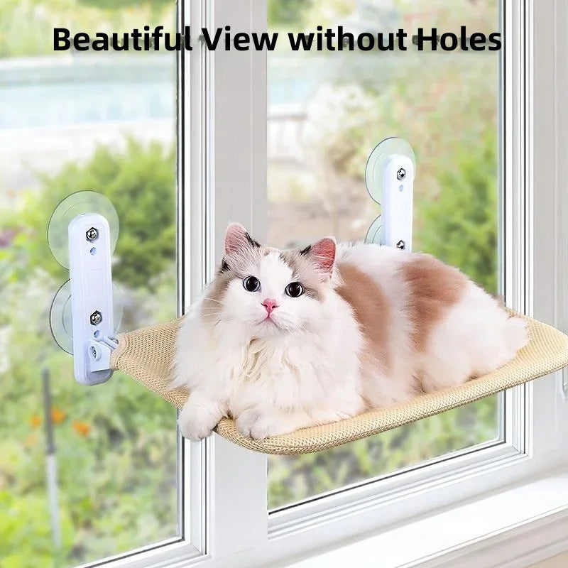 Cordless Cat Hammock for Sunbathing Hanging Cat Bed Summer Suction Cup Glass Mounted Foldable Breathable Cat Bed Frame Supplies