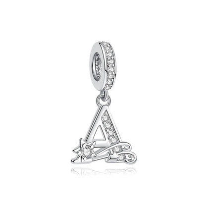 925 Sterling Silver Charms Original Letter Alphabet A-Z Pendant Beads Fit Brand Bracelets Necklaces Diy Jewelry For Women