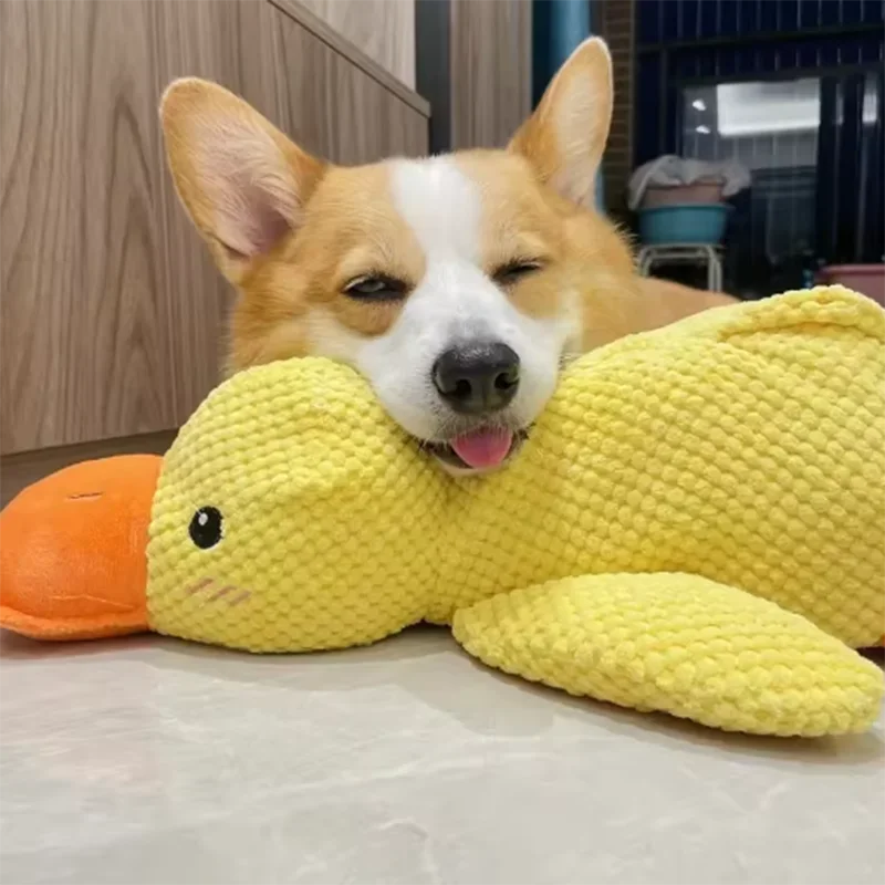 Dog Toy Plush,Sleeping Duck With Sound Pet Interactive Plush Bite Resistant Teeth Grinding Puppy Cat Relieve Boredom Pet Product