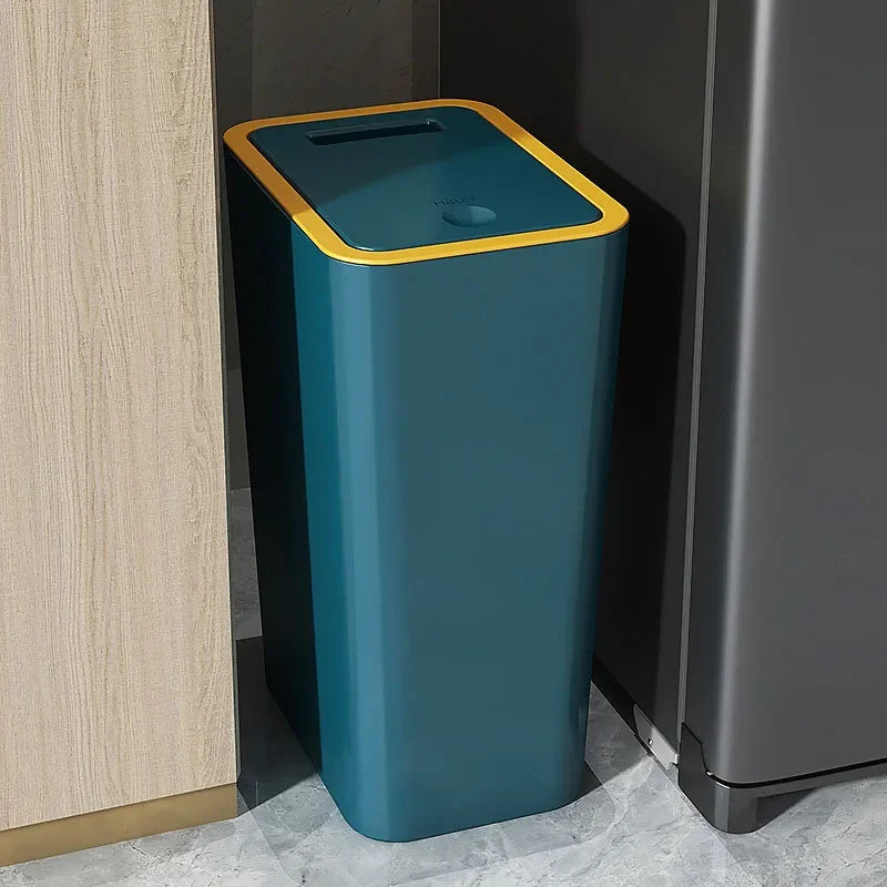 10/12L Slim Trash Can Nordic Covered Waterproof Large Capacity Dustbin One-Touch Lid for Bathroom Kitchen Living Room Bedroom