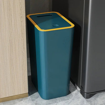 10/12L Slim Trash Can Nordic Covered Waterproof Large Capacity Dustbin One-Touch Lid for Bathroom Kitchen Living Room Bedroom