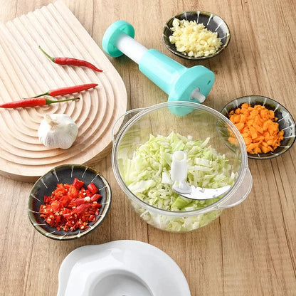 Manual Press Garlic Paste Processor, Press Type Vegetable Slicer, Household Multifunctional Meat Grinder