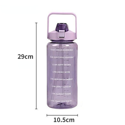 2 Liters Straw Plastic Water Bottle Large Portable Travel Bottle Sports Fitness Cup High Value Big Fat Cup Adult Universal