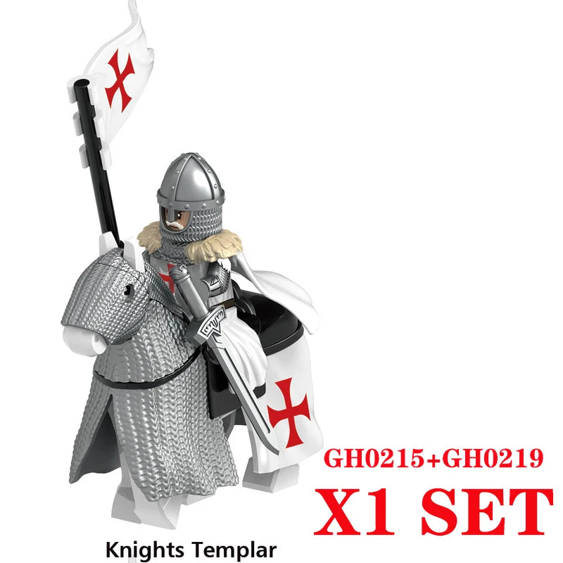 Medieval Knight Figure Building Blocks Roman Rohan Temple Soldier Infantry Commander Mount War Horse Wolf Orc Boy Toy Gift S009