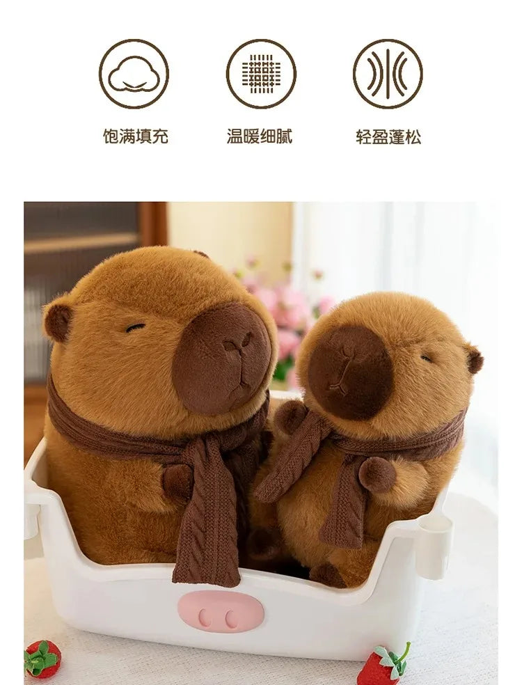 35CM Hot Plush Stuffed Doll Cute Scarf Pufferfish Plush Kawaii Animal Toy Children's Birthday Gift Capybara Doll Kids Toys