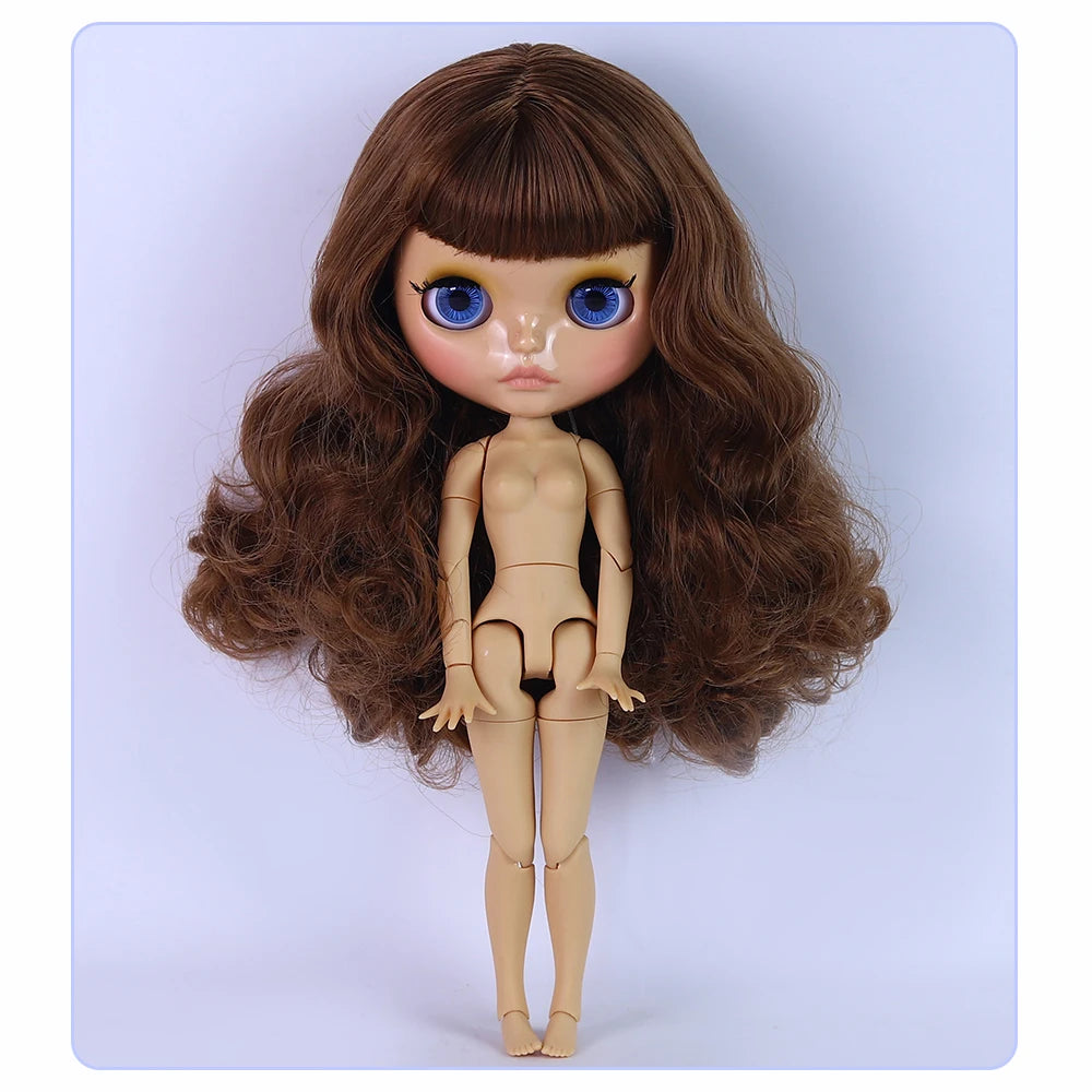 ICY DBS Blyth Doll 1/6 Joint 30cm Brown Skin Glossy Face Toothed Mouth Girl Doll BJD Toy Gift