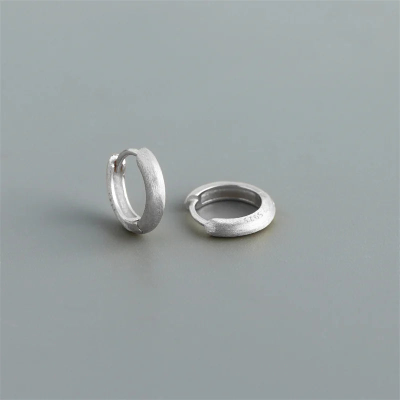 WANTME Real 925 Sterling Silver Minimalist Bohemian Round Ear Buckle for Women Punk Unisex Rock Hoop Earring Jewelry Accessories