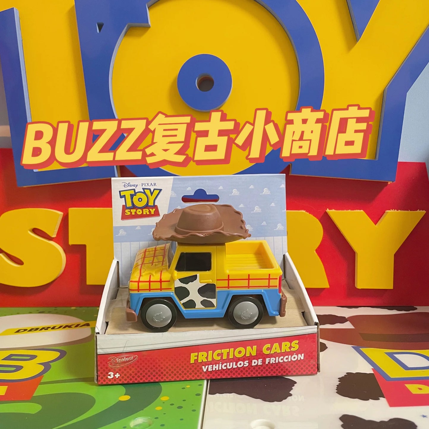 13cm Disney Pixar Toy Story Inertial Woody Buzz Pull Back Car Simulation Doll Children's Interest Training Development Toys