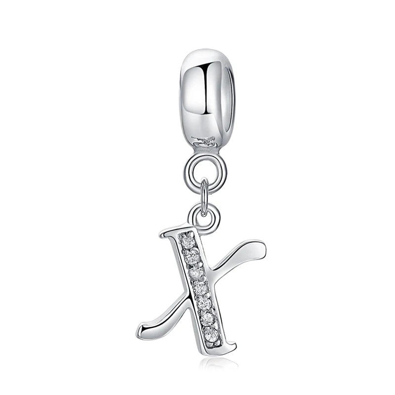 925 Sterling Silver Charms Original Letter Alphabet A-Z Pendant Beads Fit Brand Bracelets Necklaces Diy Jewelry For Women