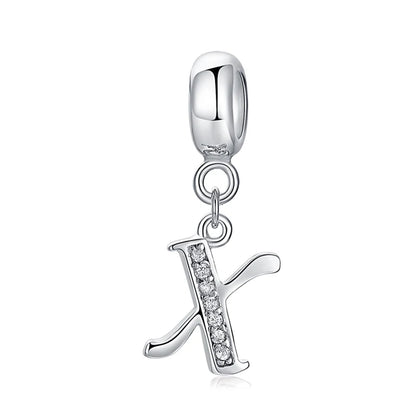 925 Sterling Silver Charms Original Letter Alphabet A-Z Pendant Beads Fit Brand Bracelets Necklaces Diy Jewelry For Women