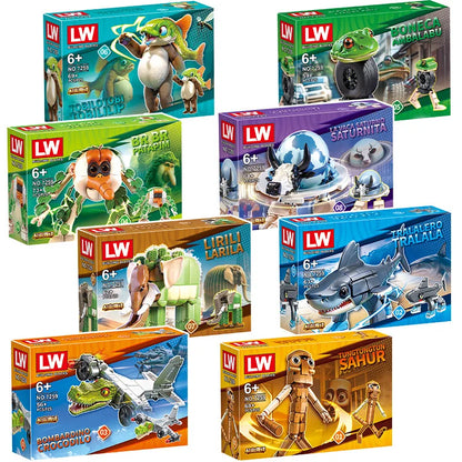 Tung Tung Sahur‌ Figure Block Toy Tralalero Tralala‌，LiriLi Larlla‌，‌Boneca Ambalam‌ Figure Toys Building Blocks Gift Blind Box