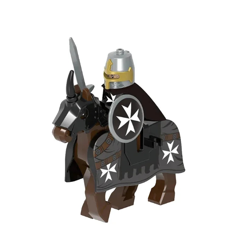 Medieval Knight Figure Building Blocks Roman Rohan Temple Soldier Infantry Commander Mount War Horse Wolf Orc Boy Toy Gift S009