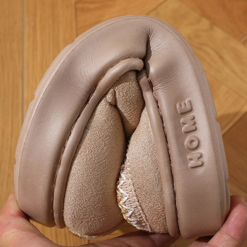 New Fashion Fluffy Platform Slippers for Women 2025 Winter Plush Warm Cotton Shoes Woman Comfort Non Slip Unisex Home Slippers