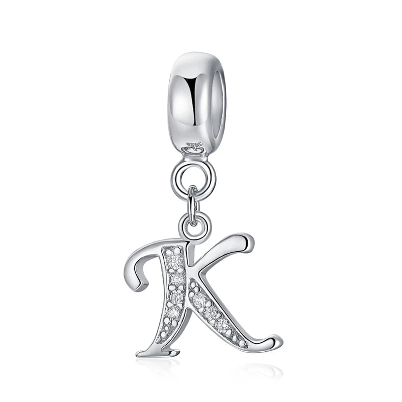 925 Sterling Silver Charms Original Letter Alphabet A-Z Pendant Beads Fit Brand Bracelets Necklaces Diy Jewelry For Women