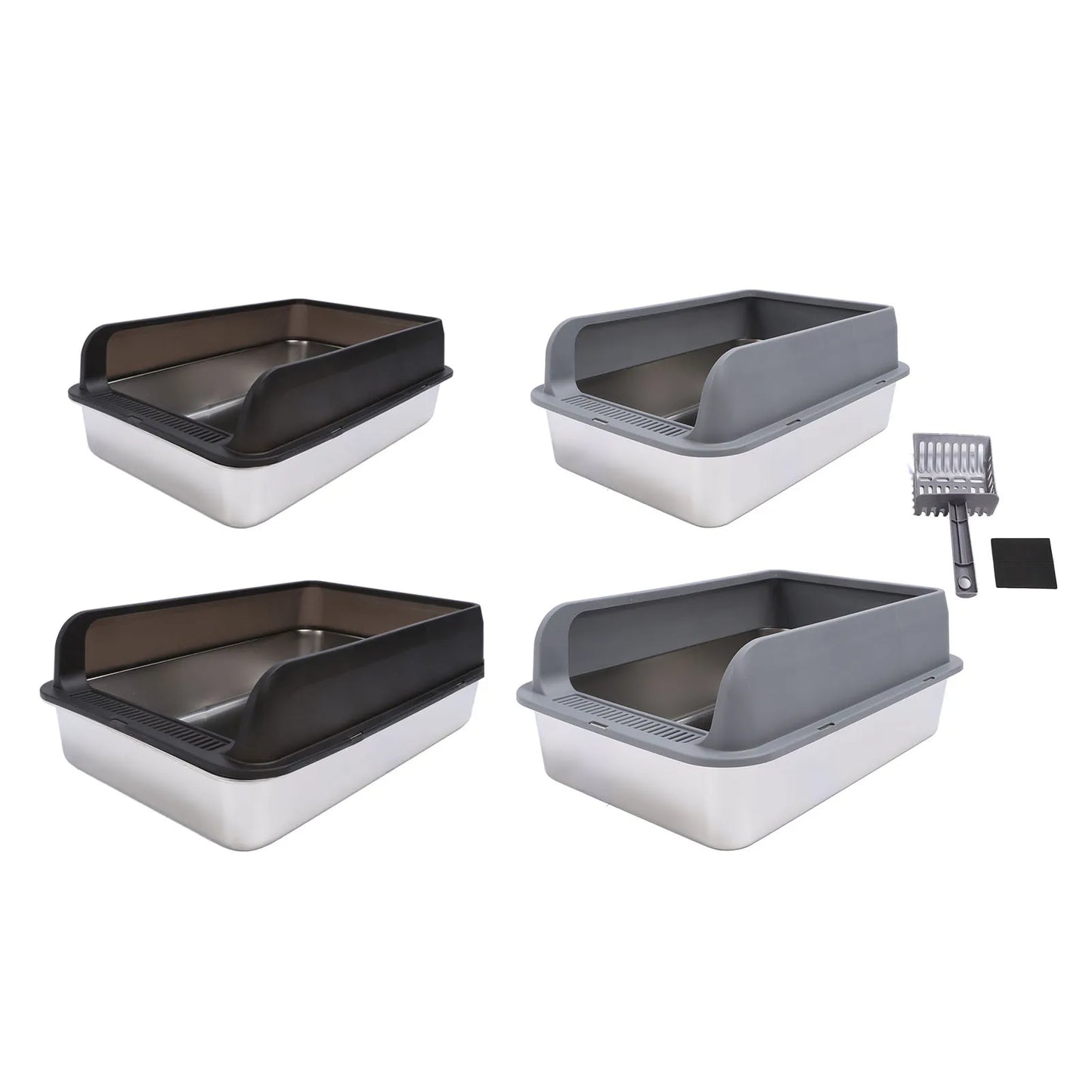 Stainless Steel Litter Box Stainless Steel Cat Litter Box Odorless Spacious Easy To Clean High Strength with Lid for Large Cats