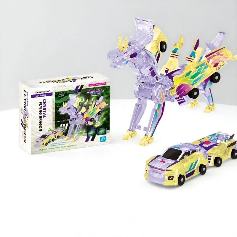 Car God Quick Transformation Toy Dinosaur Flying Dragon Combination Pegasus Unicorn Magnetic Collision Transformation Fun Toy