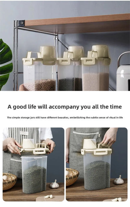 1.75/ 2.5/3L Food Grade Grain and Miscellaneous Grain Storage Box, Rice Bucket Storage Tank, Sealing Tank, Kitchen Utensil New