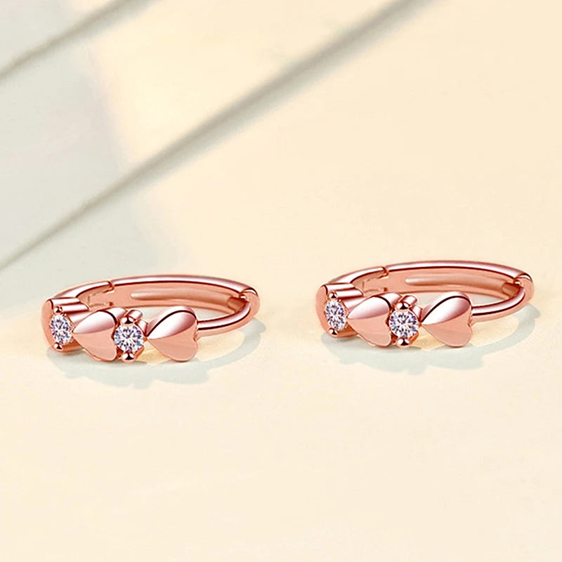 Huitan Cute Heart Small Hoop Earrings Women 3 Metal Colors Trendy Girls Ear Circle Earrings Fancy Accessories Statement Jewelry