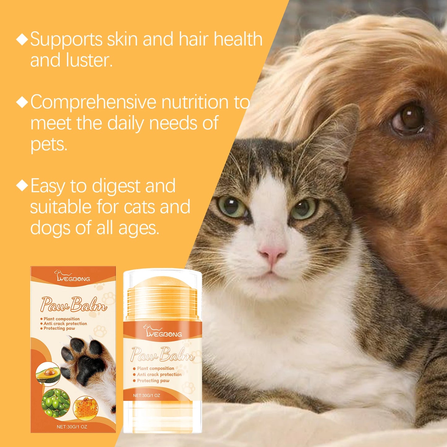 YEGBONG Paw Balm Moisturizing Care for Cat and Dog Claws and Feet, Moisturizing and Nourishing Pet Claws Dog cream for Paws