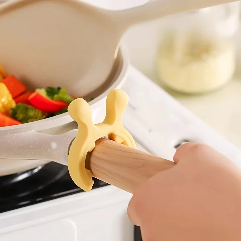 3pcs Heat-Resistant Pot Spatula Stand,Deer Ear Design,Durable Silicone Kitchen Utensil Holder,Easy to Clean,for Large/Small Pots