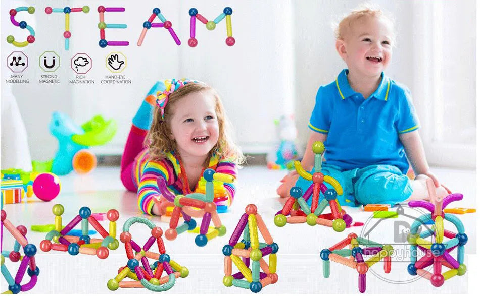 Magnetic Constructor Blocks Set Toys for Kids Magnet Stick Rod Building Blocks Montessori Educational Toys For Children Boy Girl