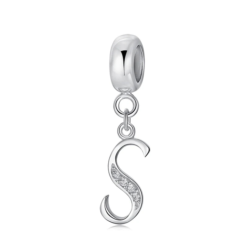 925 Sterling Silver Charms Original Letter Alphabet A-Z Pendant Beads Fit Brand Bracelets Necklaces Diy Jewelry For Women