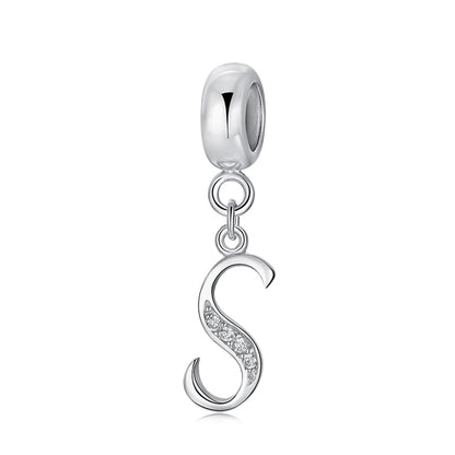 925 Sterling Silver Charms Original Letter Alphabet A-Z Pendant Beads Fit Brand Bracelets Necklaces Diy Jewelry For Women