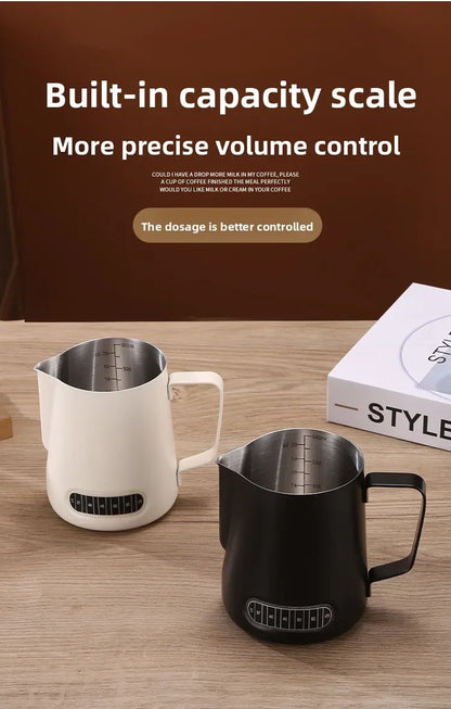 Coffee Milk Frother Jug Temperature Sensing Patch Stainless Steel Accurate Scale Volume Control Advanced Professional CoffeeTool