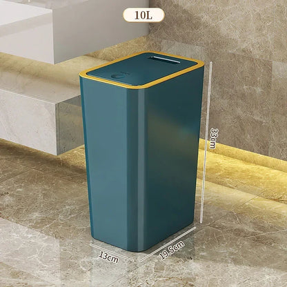 10/12L Slim Trash Can Nordic Covered Waterproof Large Capacity Dustbin One-Touch Lid for Bathroom Kitchen Living Room Bedroom