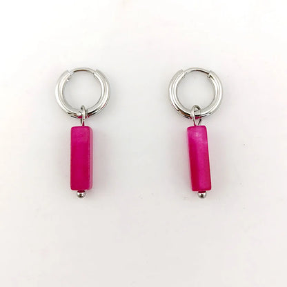 HUIDANG Earrings With Stones Boucles d'oreilles Square Natural Stones Small Hoops Earrings Woman New Trend 2025