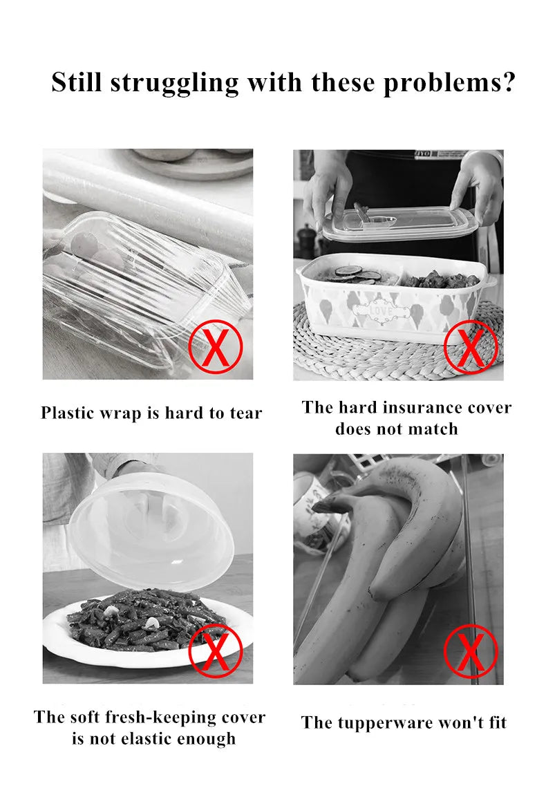 Reusable Disposable Food Cover Plastic Wrap Durable Elastic Food Lids For Bowls Elastic Plate Covers For Kitchen Food Saver Bag