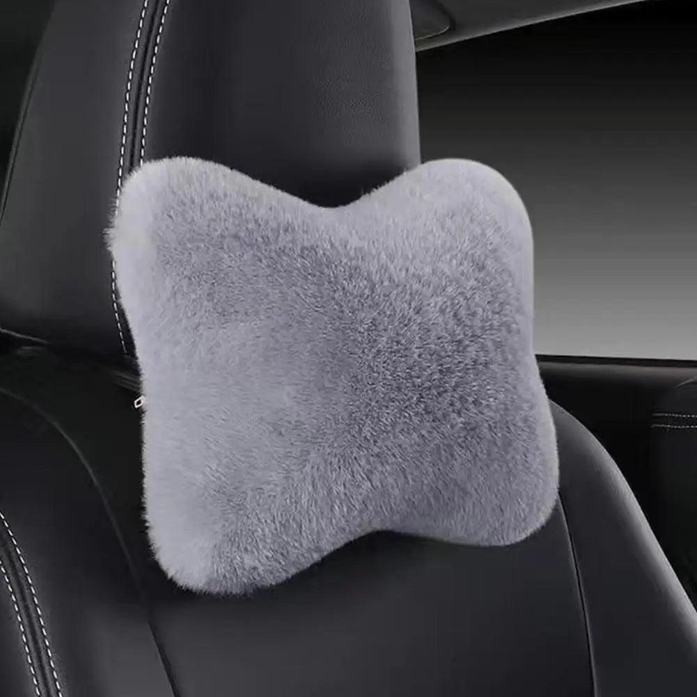 Winter Car Seat Neck Rest Pillow Plush Car Headrest Plush Cushion Warmth And Comfort Universal Lumbar Pillow Support Accessories