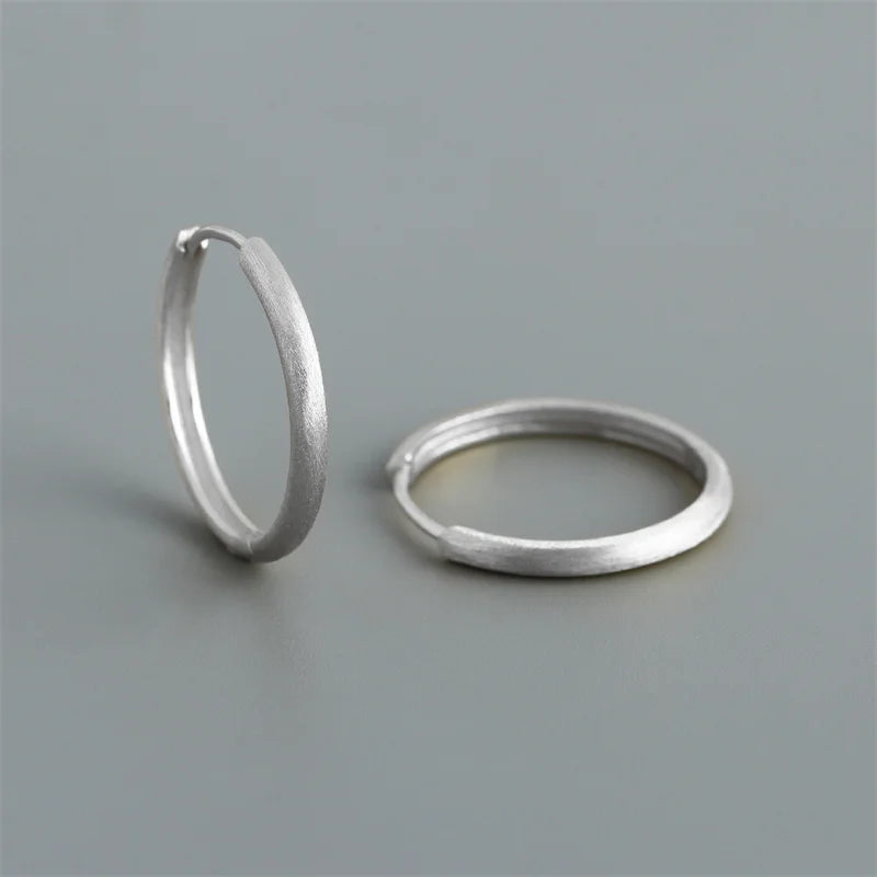 WANTME Real 925 Sterling Silver Minimalist Bohemian Round Ear Buckle for Women Punk Unisex Rock Hoop Earring Jewelry Accessories