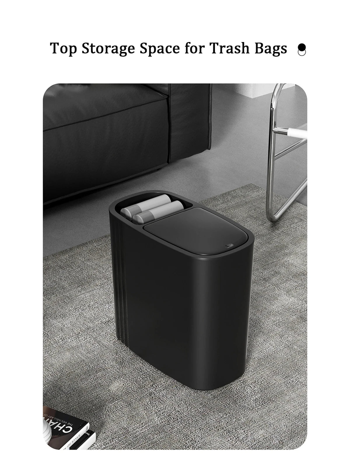 Large Capacity Bathroom Trash Can with Lid Odor-Sealing Oval Plastic Garbage Can for Kitchen, Bathroom, Bedroom, Living Room