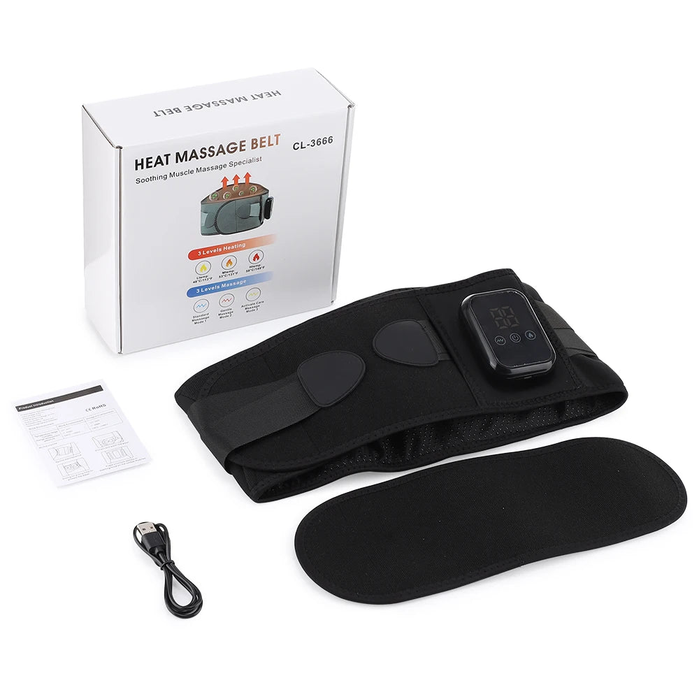 New Heating Waist Massager Belts Vibration Hot Compress Brace Belt Back Lumbar Fatigue Relax Massage Machine Heated Pad Electric