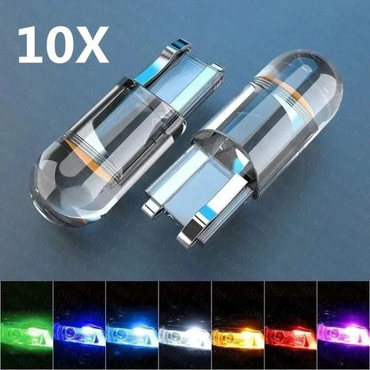 10pcs Car LED T10 W5W Canbus Glass COB Reading Dome Lamp Marker Wedge License PlateLight Bulb 168 194 192 DC 12V White