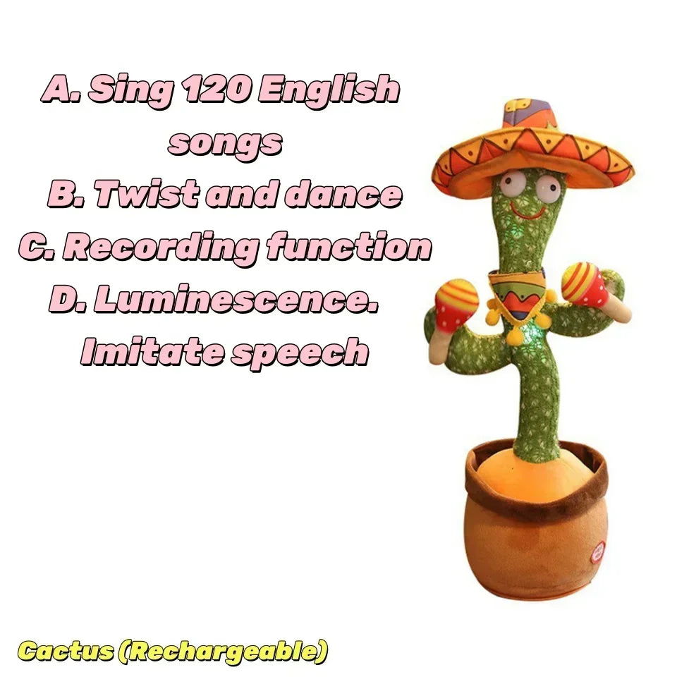 1pc Dancing Cactus Toy,Repeat Talking ,Song Speaker Wriggle Dancing Sing Talk, Plushie Stuffed ,Interaction and Decoration