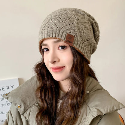 New Women Fashion Slouchy Winter Hats Various Wearing Method Reversible Beanie Hat Thick Knitted Hats