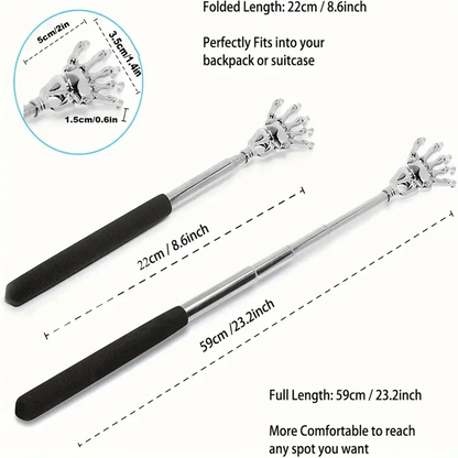 silvery Telescopic Back Scratcher,  Portable Extendable Stainless Steel  Scratchers for Men Women ，Mothers Gifts，Gifts For Men，G