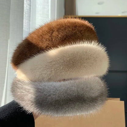 2025 Hot Sale Women Luxury winter 100% Real Mink Fur Headbands High Quality Real Fur Hair Band Lady Fashion Hair Hoop Furry Gift