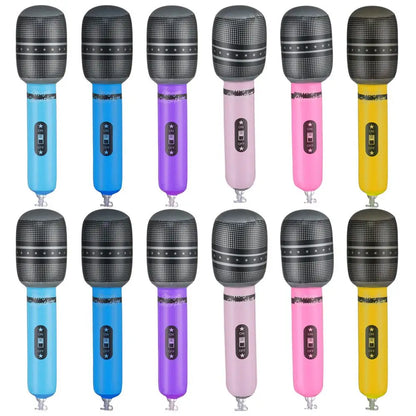 12Pcs Inflatable Microphones Blow Up Inflatable Microphone Props Toys for Musical Concert Themed Party Birthday Toys Decoration
