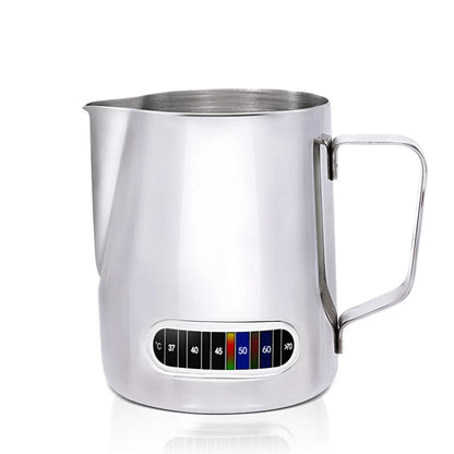 350mL Stainless Steel Milk Frothing Pitcher Temperature Display Milk Frother Pitcher Jug Cup for Latte Art Barista Kitchen
