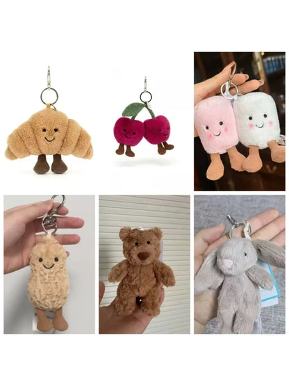 @@Jelly Pendant Keychain Cute Girl Bag Pendant Plush Toy Keyring Plush Toy Kawaii Holiday Gift G