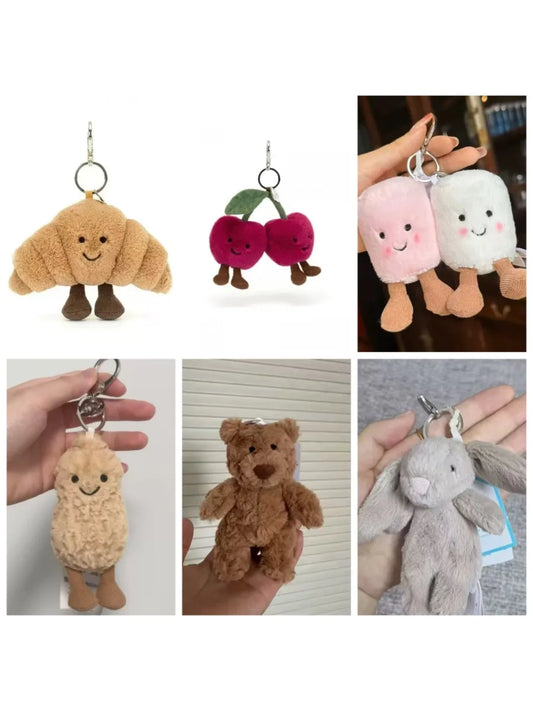 @@Jelly Pendant Keychain Cute Girl Bag Pendant Plush Toy Keyring Plush Toy Kawaii Holiday Gift G